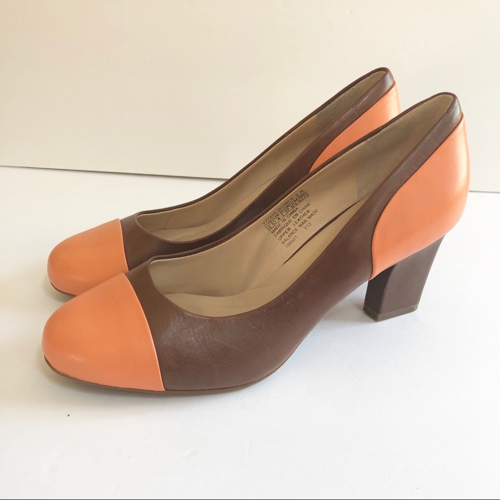 Rockport Colorblock Mid Heel 6.5 Pumps Shoes Brown
